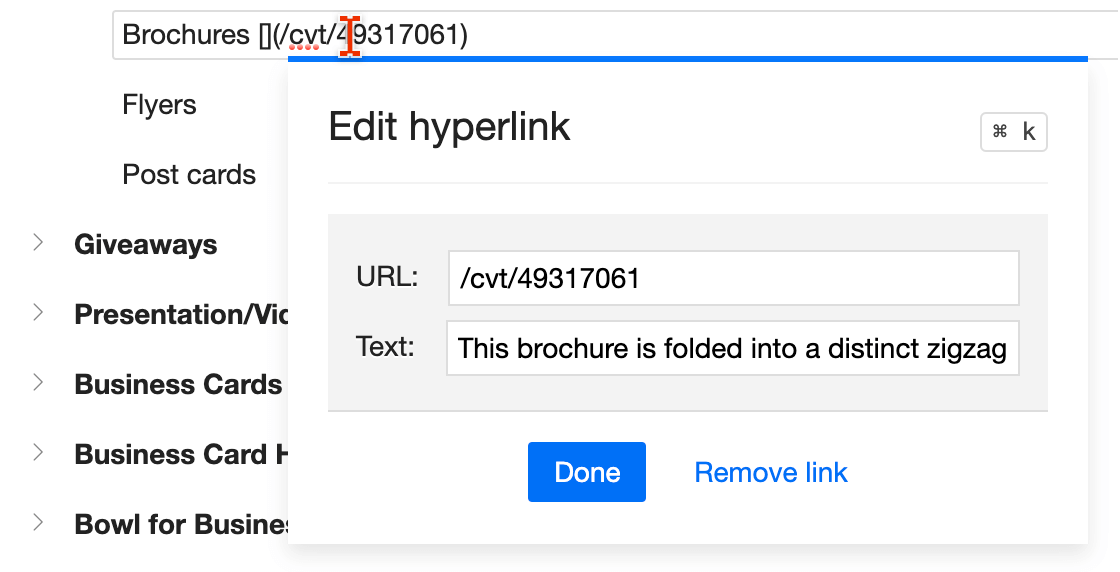 How to edit a link